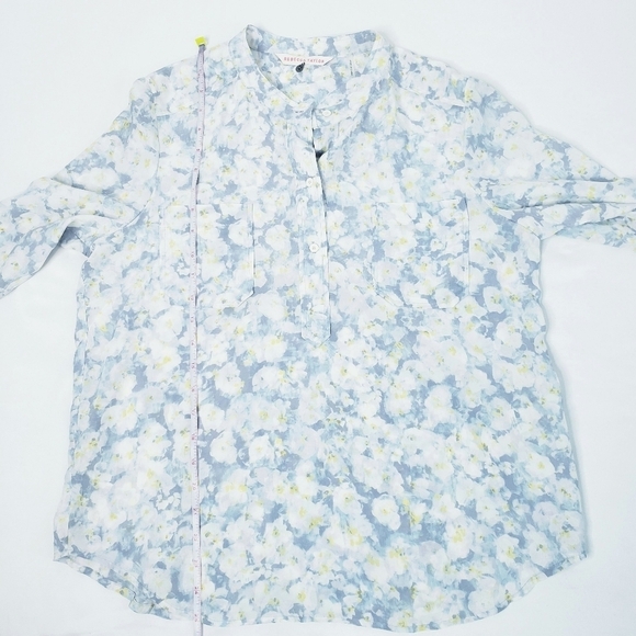 Rebecca Taylor Floral Silk Popover Blouse Top Shirt Size 10 - Picture 7 of 9